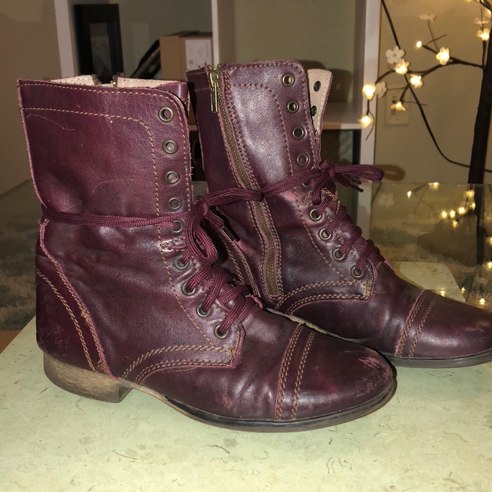 STEVE MADDEN Maroon Troopa Combat Boots sz 8